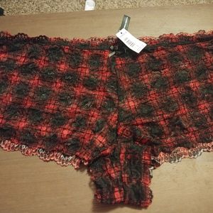 Torrid Cheeky red and black floral lace panties